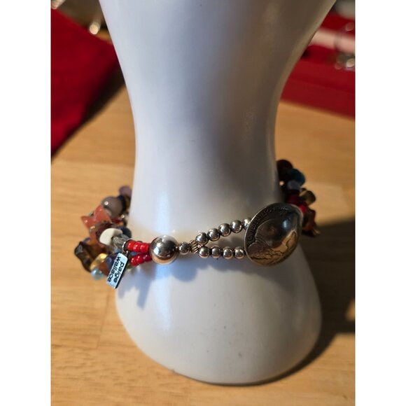 Paige Wallace Handmade Multi-Stone Beaded Bracelet With Buffalo Nickel Clasp - Picture 11 of 13